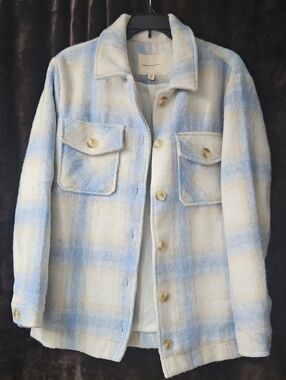 Thread & Supply Blue and Cream Plaid Shirt Jacket